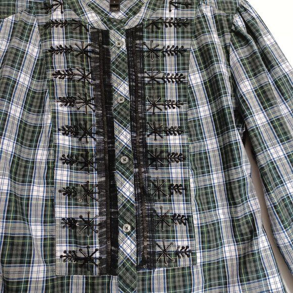 J Crew Plaid Shirt Button Front Bead Detail Cotton Womens Small - Picture 4 of 9